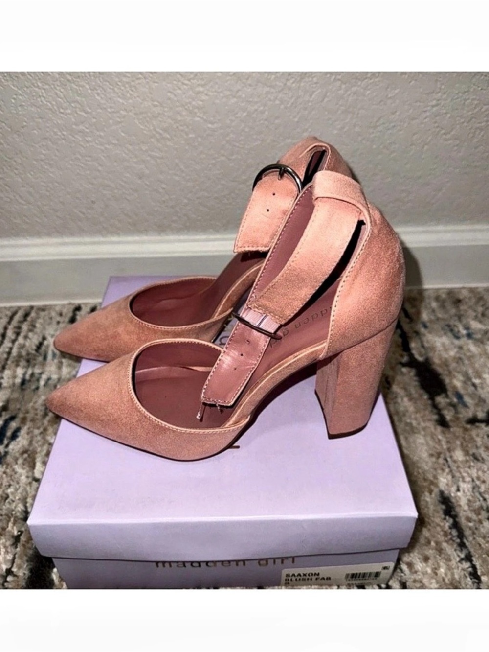 Steve Madden Pointed-Toe Ankle Strap Heels in Pink